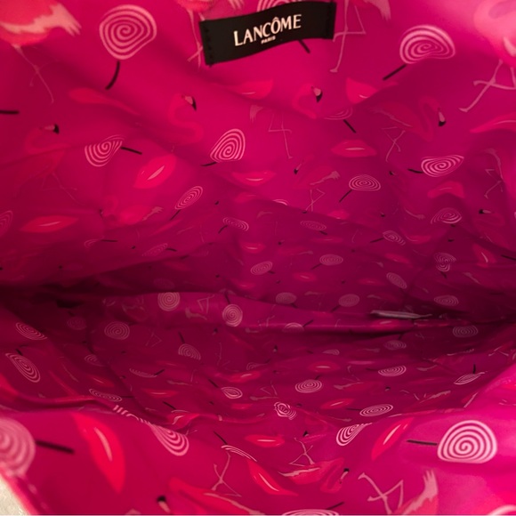 NWT Lancome Makeup Orange and Pink Lined Large Canvas Tote Bag - Picture 7 of 9
